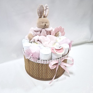 Nyuszika baba box, pelenkatorta 2-5 kg pelenkatorony, babaváró csomag, kelengye - baba - mama - pelenkázó, babafürdető kellékek - pelenkatorta - Meska.hu