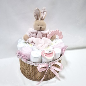 Nyuszika baba box, pelenkatorta 2-5 kg pelenkatorony, babaváró csomag, kelengye - baba - mama - pelenkázó, babafürdető kellékek - pelenkatorta - Meska.hu