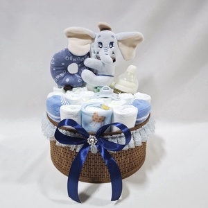 Dumbo elefánt baba box, pelenkatorta 2-5 kg pelenkatorony, babaváró csomag, kelengye - Meska.hu