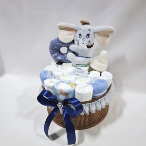 Dumbo elefánt baba box, pelenkatorta 2-5 kg pelenkatorony, babaváró csomag, kelengye - baba - mama - pelenkázó, babafürdető kellékek - pelenkatorta - Meska.hu