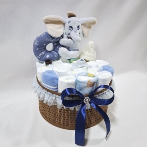 Dumbo elefánt baba box, pelenkatorta 2-5 kg pelenkatorony, babaváró csomag, kelengye - baba - mama - pelenkázó, babafürdető kellékek - pelenkatorta - Meska.hu