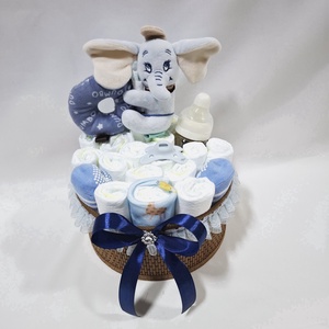 Dumbo elefánt baba box, pelenkatorta 2-5 kg pelenkatorony, babaváró csomag, kelengye - baba - mama - pelenkázó, babafürdető kellékek - pelenkatorta - Meska.hu