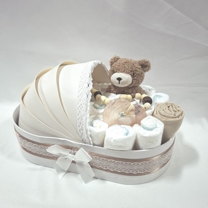 Maci baba box,pelenkatorta 2-5 kg pelenka doboz, babaváró csomag, kelengye - baba - mama - babalátogató ajándékcsomag - Meska.hu