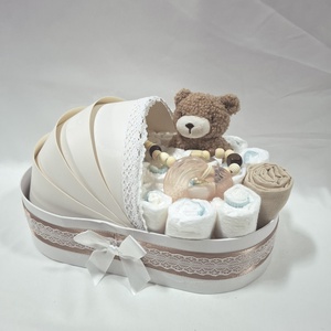 Maci baba box,pelenkatorta 2-5 kg pelenka doboz, babaváró csomag, kelengye - Meska.hu