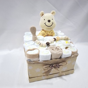 Micimackó baba box, pelenkatorta 2-5 kg pelenkatorony, babaváró csomag, baba kelengye - baba - mama - pelenkázó, babafürdető kellékek - pelenkatorta - Meska.hu