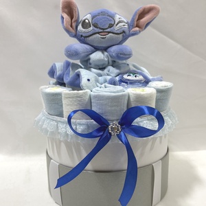 Stitch pelenkatorta , 2-5 kg pelenkatorony, babaváró csomag,babalátogató - baba - mama - pelenkázó, babafürdető kellékek - pelenkatorta - Meska.hu