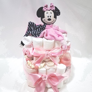 Minnie babaváró pelenkatorta 4-8 kg pelenkatorony, babaváró csomag, kelengye - baba - mama - pelenkázó, babafürdető kellékek - pelenkatorta - Meska.hu
