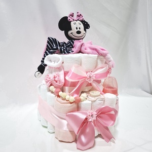 Minnie babaváró pelenkatorta 4-8 kg pelenkatorony, babaváró csomag, kelengye - baba - mama - pelenkázó, babafürdető kellékek - pelenkatorta - Meska.hu
