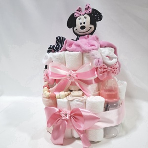Minnie babaváró pelenkatorta 4-8 kg pelenkatorony, babaváró csomag, kelengye - baba - mama - pelenkázó, babafürdető kellékek - pelenkatorta - Meska.hu