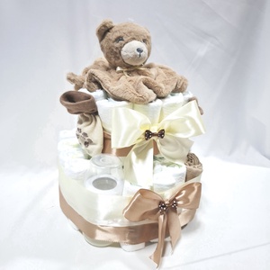 Mackó  pelenkatorta 2-5kg pelenkatorony, babaváró csomag, kelengye - baba - mama - pelenkázó, babafürdető kellékek - pelenkatorta - Meska.hu