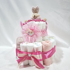 Nyuszi baba box, pelenkatorta 2-5kg pelenkatorony, babaváró csomag, kelengye - baba - mama - pelenkázó, babafürdető kellékek - pelenkatorta - Meska.hu