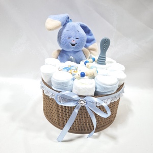 Nyuszi baba box, pelenkatorta 4-8 kg pelenkatorony, babaváró csomag, kelengye - baba - mama - pelenkázó, babafürdető kellékek - pelenkatorta - Meska.hu