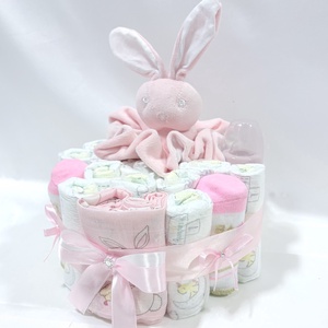 Nyuszi babaváró pelenkatorta 2-5kg pelenkatorony, babaváró csomag, kelengye - baba - mama - pelenkázó, babafürdető kellékek - pelenkatorta - Meska.hu