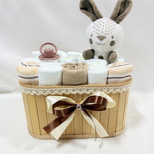 Nyuszi baba box , pelenkatorta 4-8 kg pelenkatorony, babaváró csomag, kelengye - baba - mama - babalátogató ajándékcsomag - Meska.hu