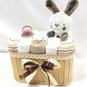 Nyuszi baba box , pelenkatorta 4-8 kg pelenkatorony, babaváró csomag, kelengye - baba - mama - babalátogató ajándékcsomag - Meska.hu