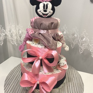 Mickey egér 3 emelet pelenkatorta, 2-5 kg pelenkatorony, babaváró csomag - baba - mama - pelenkázó, babafürdető kellékek - pelenkatorta - Meska.hu
