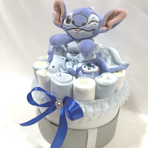 Stitch pelenkatorta , 2-5 kg pelenkatorony, babaváró csomag,babalátogató - baba - mama - pelenkázó, babafürdető kellékek - pelenkatorta - Meska.hu