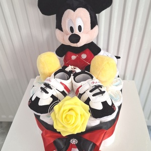 Mickey  pelenkatorta 4-8kg, pelenkatorony, babaváró csomag, kelengye - baba - mama - babalátogató ajándékcsomag - Meska.hu