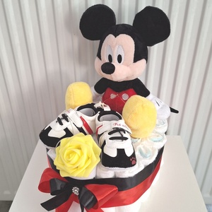 Mickey  pelenkatorta 4-8kg, pelenkatorony, babaváró csomag, kelengye - baba - mama - babalátogató ajándékcsomag - Meska.hu