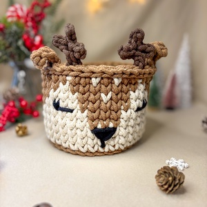 Szarvasos tároló, Otthon & Életmód, Tárolás & Rendszerezés, Tárolókosár, Horgolás, MESKA