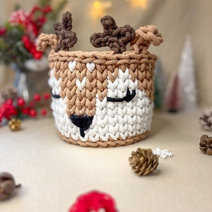 Szarvasos tároló, Otthon & Életmód, Tárolás & Rendszerezés, Tárolókosár, Horgolás, MESKA