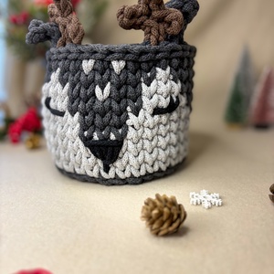 Szarvasos tároló, Otthon & Életmód, Tárolás & Rendszerezés, Tárolókosár, Horgolás, MESKA