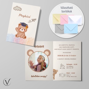 Kinyitható macis ballagási meghívó óvodásoknak, Otthon & Életmód, Papír, írószer, Meghívó, Ballagási meghívó, Fotó, grafika, rajz, illusztráció, MESKA