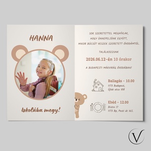 Kinyitható macis ballagási meghívó óvodásoknak - otthon & életmód - papír, írószer - meghívó - ballagási meghívó - Meska.hu