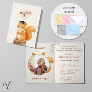 Kinyitható ballagási meghívó óvodásoknak - mókus, Otthon & Életmód, Papír, írószer, Meghívó, Ballagási meghívó, Fotó, grafika, rajz, illusztráció, MESKA