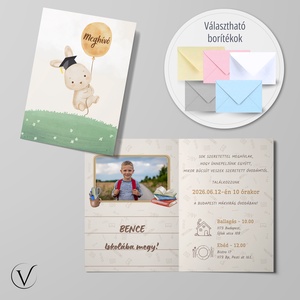 Kinyitható nyuszis ballagási meghívó óvodásoknak, Otthon & Életmód, Papír, írószer, Meghívó, Ballagási meghívó, Fotó, grafika, rajz, illusztráció, A meghívók

- Mérete kinyitva A/5, összecsukva A/6
- 250 gramos sima felületű karton papírra készül..., MESKA