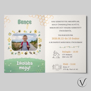 Kinyitható méhecskés ballagási meghívó óvodásoknak - otthon & életmód - papír, írószer - meghívó - ballagási meghívó - Meska.hu