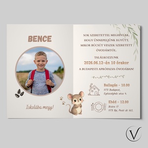 Kinyitható ballagási meghívó óvodásoknak - Egérke - otthon & életmód - papír, írószer - meghívó - ballagási meghívó - Meska.hu