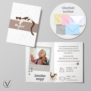 Kinyitható cicás ballagási meghívó óvodásoknak - Meska.hu