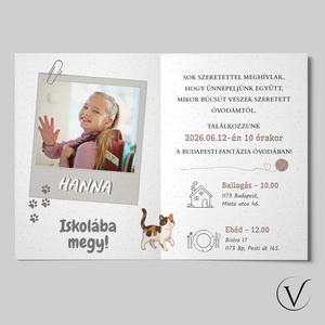 Kinyitható cicás ballagási meghívó óvodásoknak - otthon & életmód - papír, írószer - meghívó - ballagási meghívó - Meska.hu