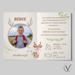 Kinyitható őzikés ballagási meghívó óvodásoknak - otthon & életmód - papír, írószer - meghívó - ballagási meghívó - Meska.hu