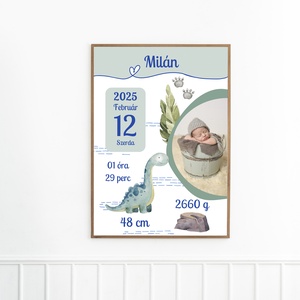 Dínós emlékőrző, baba születési poszter, Játék & Sport, Babalátogató ajándékcsomag, Fotó, grafika, rajz, illusztráció, MESKA