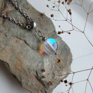 Aqua aura kvarc medál nemesacél lánccal - Meska.hu
