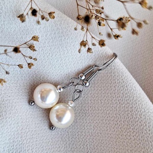 Swarovski gyöngy fülbevaló, nemesacél - Meska.hu