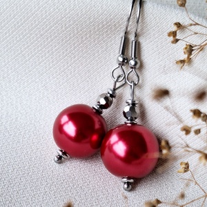 Gyöngy fülbevaló, acél, Ékszer, Fülbevaló, Lógó fülbevaló, Ékszerkészítés, MESKA