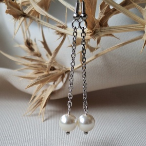 Nemesacél Swarovski gyöngyös fülbevaló - Meska.hu
