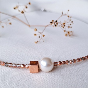 Rosegold gyöngyös nyaklánc - Meska.hu