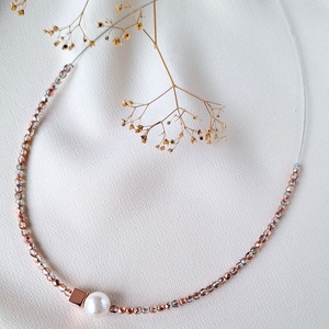 Rosegold gyöngyös nyaklánc - ékszer - nyaklánc - gyöngyös nyaklánc - Meska.hu