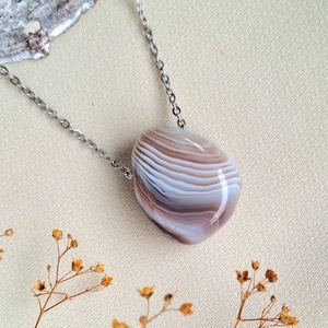 Botswana achát medál lánccal, Ékszer, Nyaklánc, Medálos nyaklánc, Ékszerkészítés, MESKA