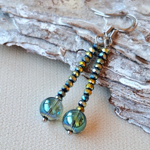 Gyöngyös csillogó fülbevaló, Ékszer, Fülbevaló, Lógó fülbevaló, Ékszerkészítés, MESKA