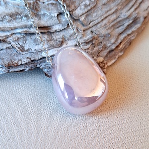 Aura rózsakvarc nyaklánc, Ékszer, Nyaklánc, Medálos nyaklánc, Ékszerkészítés, MESKA