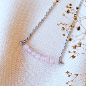 Rózsakvarc acél nyaklánc - Meska.hu