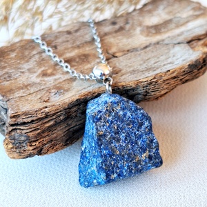 Lápisz lazuli medál acél láncon - Meska.hu