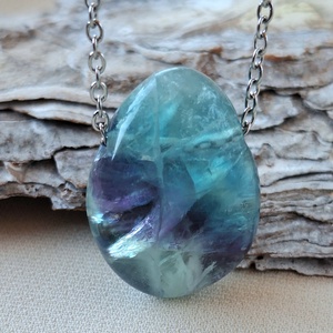 Fluorit medál acél láncon - Meska.hu