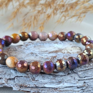 Ásvány karkötő mookait jáspis, Ékszer, Karkötő, Gyöngyös karkötő, Ékszerkészítés, MESKA