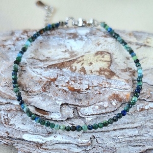 Azurit-malachit vékony karkötő, Ékszer, Karkötő, Gyöngyös karkötő, Ékszerkészítés, MESKA